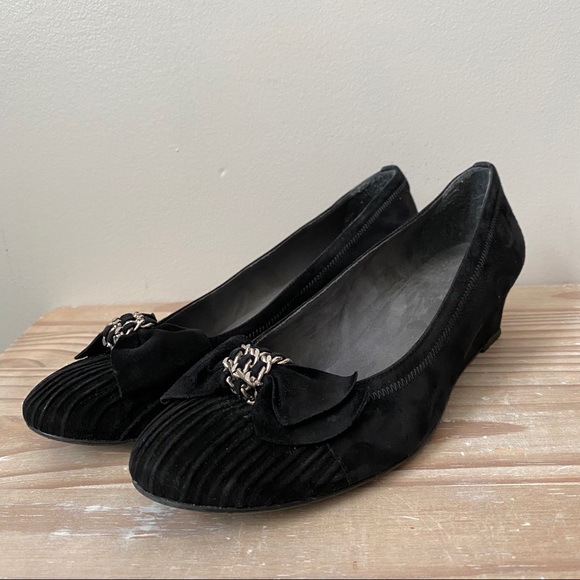 COPY - Stuart Weitzman Frobizzie Black Suede Wedges